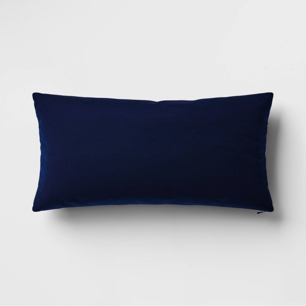 NEW Threshold 12” x 24” Navy Blue Velvet Pillow Cover
